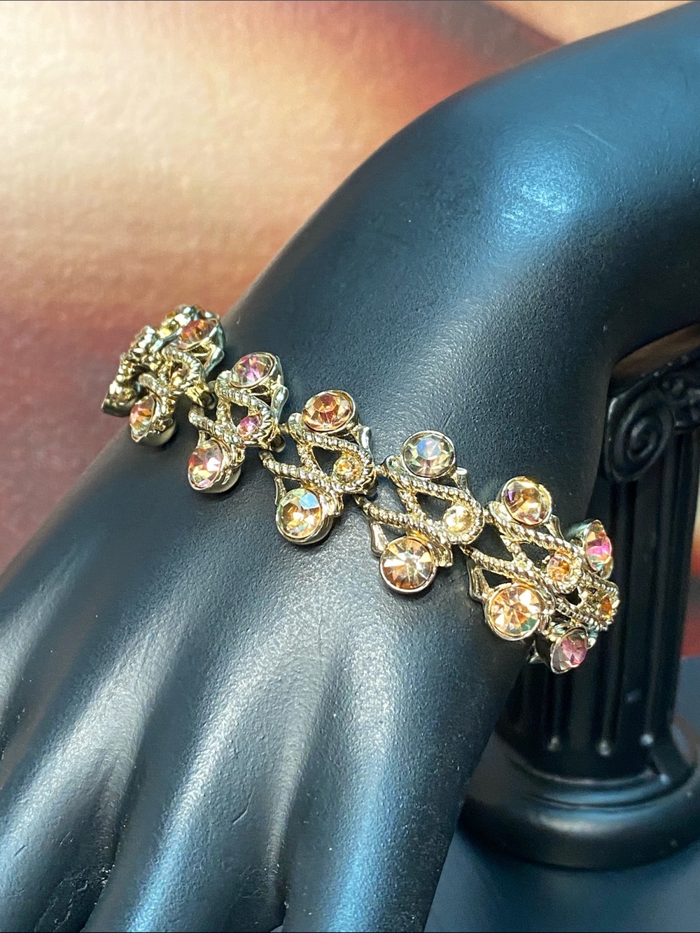 Mid Century Aurora Borealis Rhinestone Bracelet Gift
